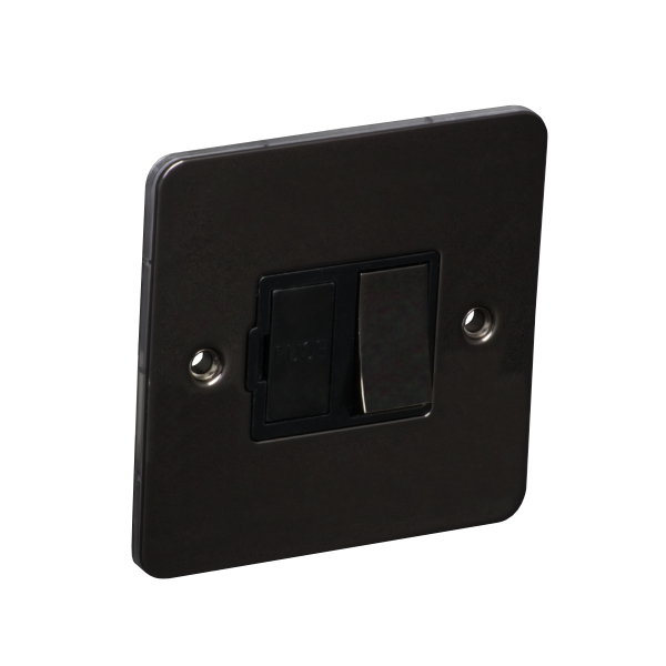 13A Switched Fuse Connection Unit Spur - Black Nickel (Black) - Flat Plate - 3886229