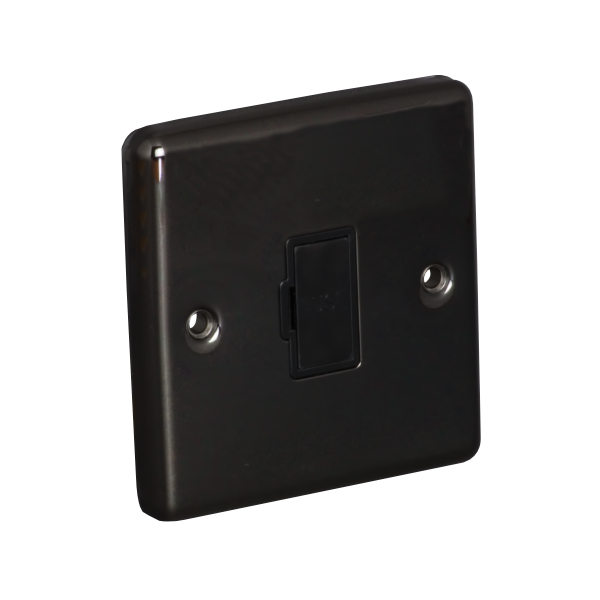 13A Unswitched Fuse Connection Unit Spur - Black Nickel (Black) - Right Angled Plate - 3886237