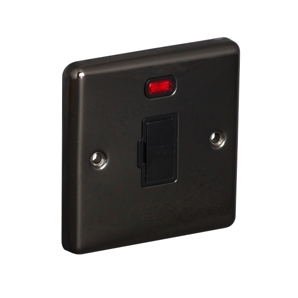 13A Unswitched Fuse Connection Unit Spur with Neon - Black Nickel (Black) - Right Angled Plate - 3886238