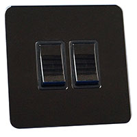 Light Switch - 2 Gang 2 Way - Black Nickel - Screw Less Flat Plate - 3889211