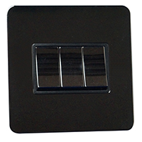 Light Switch - 3 Gang 2 Way - Black Nickel - Screw Less Flat Plate - 3889212