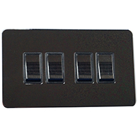 Light Switch - 4 Gang 2 Way - Black Nickel - Screw Less Flat Plate - 3889213