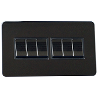 Light Switch - 6 Gang 2 Way - Black Nickel - Screw Less Flat Plate - 3889214