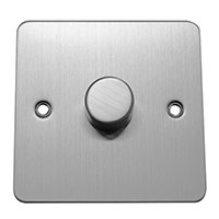 Dimmer Switch - 1 Gang 2 Way - Brushed Chrome (White) - Flat Plate - 3889317