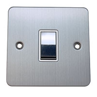 Light Switch - 1 Gang 1 Way - Brushed Chrome (White) - Flat Plate - 3889320