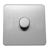 Dimmer Switch - 1 Gang 2 Way - Brushed Chrome (Black) - Screw Less Flat Plate - 3889407