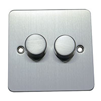 Dimmer Switch - 2 Gang 2 Way - Brushed Chrome (Black) - Flat Plate - 3889418