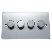 Dimmer Switch - 4 Gang 2 Way - Brushed Chrome (Black) - Flat Plate - 3889419