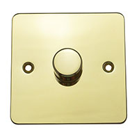 Dimmer Switch - 1 Gang 2 Way - Polished Brass (Black) - Flat Plate - 3889517