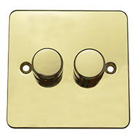 Dimmer Switch - 2 Gang 2 Way - Polished Brass (Black) - Flat Plate - 3889518