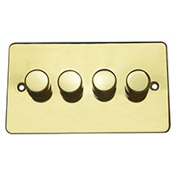 Dimmer Switch - 4 Gang 2 Way - Polished Brass (Black) - Flat Plate - 3889519