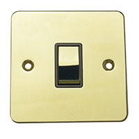 Light Switch - 1 Gang 1 Way - Polished Brass (Black) - Flat Plate - 3889520