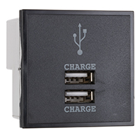Ring Main 50 x 50mm 2 x 1A Charger (Black) - 3890020